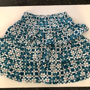 Hanna Andersson Cotton Ruffle Tiered Blue Floral Skirt Elastic Waistband Size 10